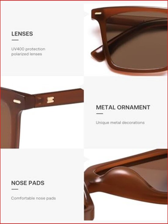 Trendy Polarized Square Sunglasses Retro Vintage 90s